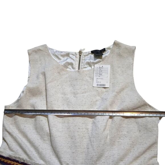 Anthropologie let me be dress linen blend embroidered scalloped sleeveless SZ XL - Picture 6 of 8